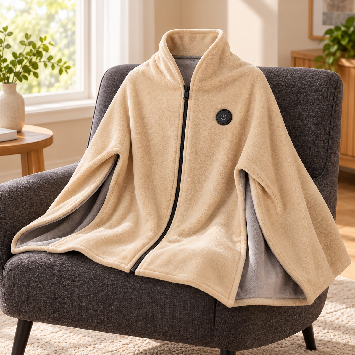 ZOVYNE Heated Wearable Blanket — Zip-Up Shawl