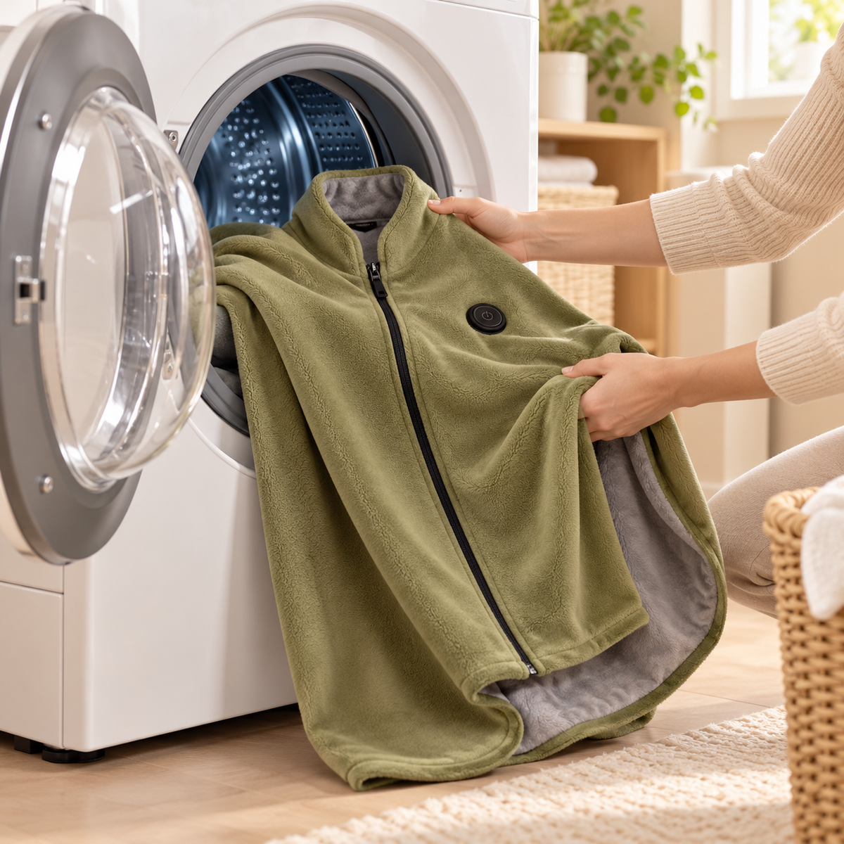 ZOVYNE Heated Wearable Blanket — Zip-Up Shawl